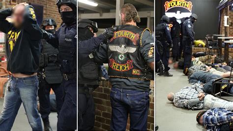 Austrian authorities have seized large amounts of drugs and weapons in a <strong>raid</strong> on a far-right <strong>biker</strong> gang tied to organized crime. . Bikie raids